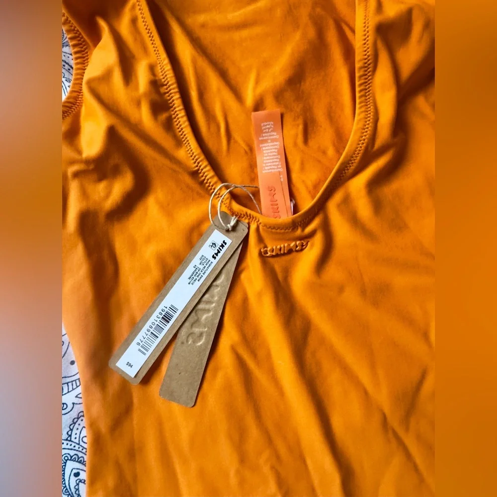SKIMS Signature Swim High Neck One Piece - Tangerine XS - NWT